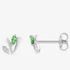 Boucles d'oreilles pierres vertes argent rhodié 925‰ avec oxyde de zirconium 7 mm SO OR