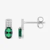 Boucles d'oreilles pierres vertes argent rhodié 925‰ avec oxyde de zirconium SO OR