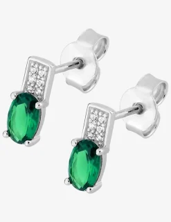 Boucles d'oreilles pierres vertes argent rhodié 925‰ avec oxyde de zirconium SO OR