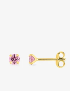 Boucles d'oreilles plaqué or et oxyde de zirconium violet 4 mm SO OR