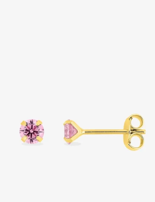Boucles d'oreilles plaqué or et oxyde de zirconium violet 4 mm SO OR