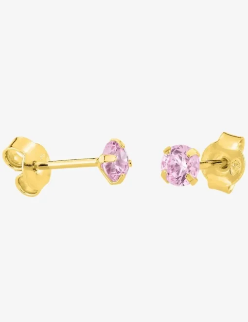 Boucles d'oreilles plaqué or et oxyde de zirconium violet 4 mm SO OR