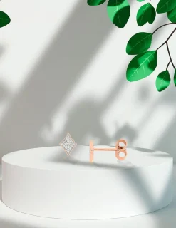 Boucles d'oreilles plaquées or rose oxydes de zirconium en losange SO OR
