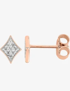 Boucles d'oreilles plaquées or rose oxydes de zirconium en losange SO OR