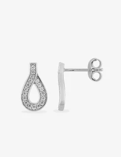 Boucles d'oreilles poire argent 925‰ rhodié et oxydes de zirconium SO OR