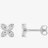 Boucles d'oreilles pétales de fleur argent rhodié 925‰ avec oxyde de zirconium SO OR