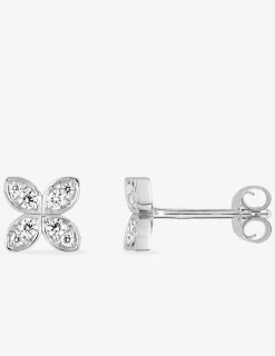 Boucles d'oreilles pétales de fleur argent rhodié 925‰ avec oxyde de zirconium SO OR