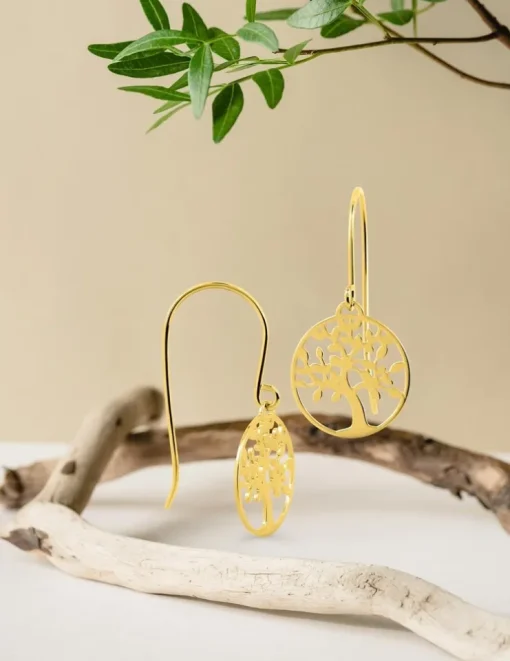 Boucles d'oreilles "arbre de vie" pendantes or jaune 375‰ SO OR