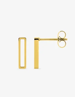 Boucles d'oreilles rectangle acier doré SO OR