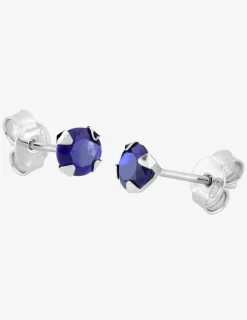Boucles d'oreilles rondes et bleues argent rhodié 925%o avec oxyde de zirconium 5 mm SO OR