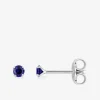 Boucles d'oreilles rondes et bleues argent rhodié 925%o avec oxyde de zirconium 3 mm SO OR