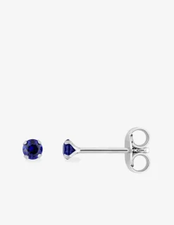 Boucles d'oreilles rondes et bleues argent rhodié 925%o avec oxyde de zirconium 3 mm SO OR