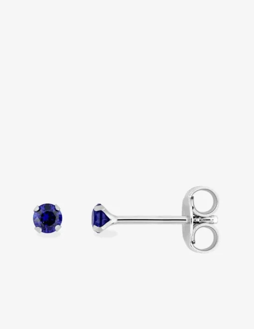Boucles d'oreilles rondes et bleues argent rhodié 925%o avec oxyde de zirconium 3 mm SO OR
