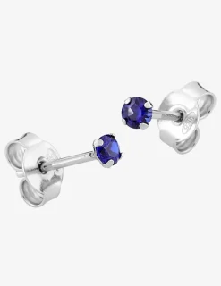 Boucles d'oreilles rondes et bleues argent rhodié 925%o avec oxyde de zirconium 3 mm SO OR