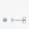 Boucles d'oreilles rondes et bleues claires argent rhodié 925‰ avec oxyde de zirconium SO OR