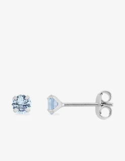 Boucles d'oreilles rondes et bleues claires argent rhodié 925‰ avec oxyde de zirconium SO OR