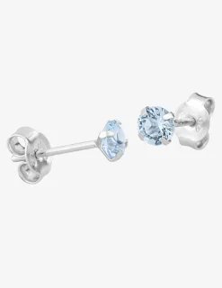 Boucles d'oreilles rondes et bleues claires argent rhodié 925‰ avec oxyde de zirconium SO OR