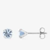 Boucles d'oreilles rondes et bleues claires argent rhodié 925‰ avec oxyde de zirconium 5 mm SO OR