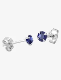Boucles d'oreilles rondes et bleues argent rhodié 925‰ avec oxyde de zirconium SO OR
