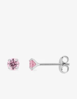 Boucles d'oreilles rondes et roses argent rhodié 925‰ avec oxyde de zirconium SO OR