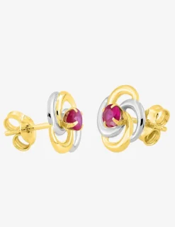 Boucles d'oreilles rosaces en or 375‰ bicolores et rubis SO OR