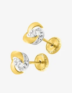Boucles d'oreilles rosaces en or jaune 375‰ et oxyde de zirconium SO OR
