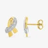 Boucles d'oreilles ruban en or jaune 375‰ et oxyde de zirconium SO OR