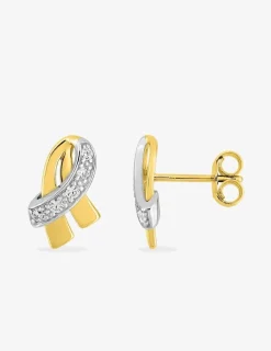 Boucles d'oreilles ruban en or jaune 375‰ et oxyde de zirconium SO OR