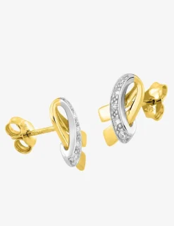 Boucles d'oreilles ruban en or jaune 375‰ et oxyde de zirconium SO OR