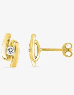 Boucles d'oreilles ruban plaqué or et oxyde de zirconium SO OR