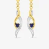 Boucles d'oreilles rubans or jaune 375‰, rhodium et saphir SO OR
