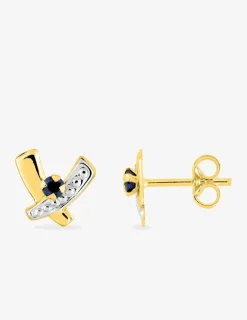 Boucles d'oreilles rubans or jaune 375‰ et saphir SO OR