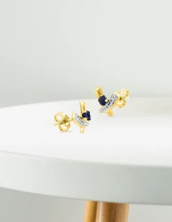 Boucles d'oreilles rubans or jaune 375‰ et saphir SO OR