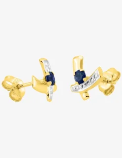Boucles d'oreilles rubans or jaune 375‰ et saphir SO OR