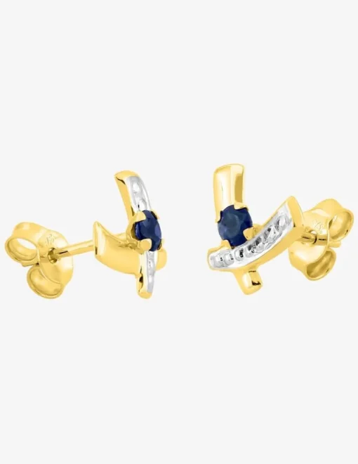 Boucles d'oreilles rubans or jaune 375‰ et saphir SO OR