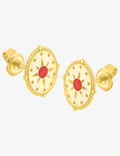 Boucles d'oreilles soleil laquées rouge SO OR