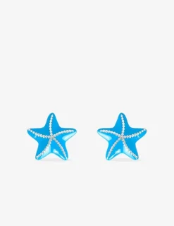 Boucles d'oreilles étoiles de mer argent 925 ‰ laque bleu SO OR
