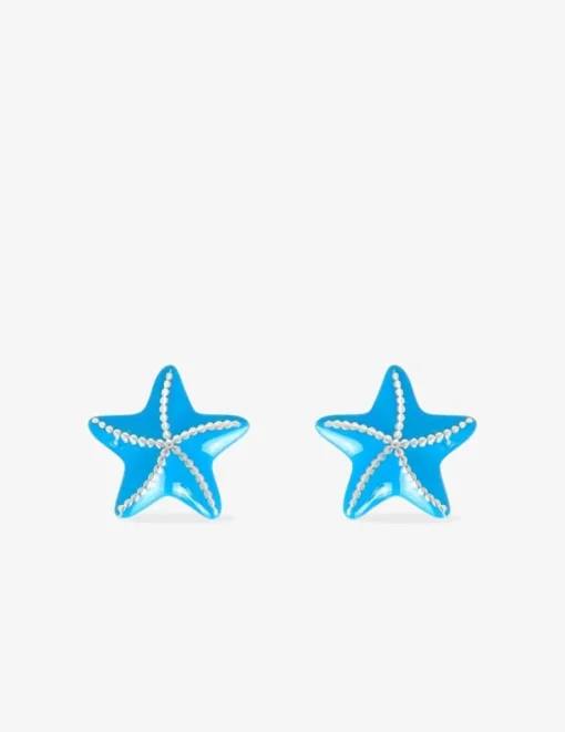 Boucles d'oreilles étoiles de mer argent 925 ‰ laque bleu SO OR