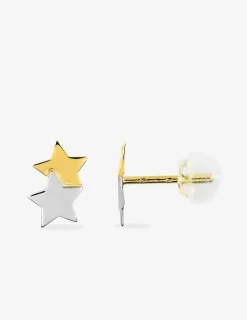 Boucles d'oreilles étoiles bicolores or jaune 375‰ SO OR
