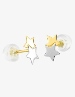 Boucles d'oreilles étoiles bicolores or jaune 375‰ SO OR