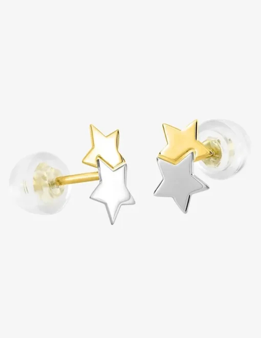 Boucles d'oreilles étoiles bicolores or jaune 375‰ SO OR