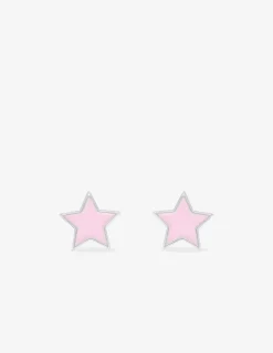 Boucles d'oreilles étoiles argent 925 ‰ laque rose SO OR