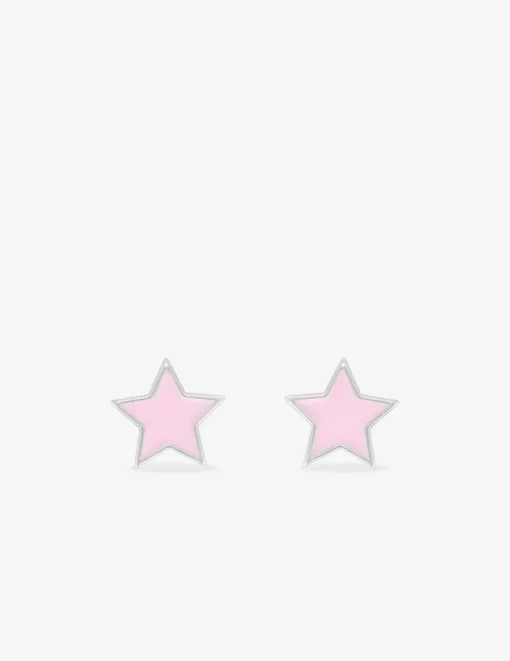 Boucles d'oreilles étoiles argent 925 ‰ laque rose SO OR