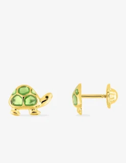 Boucles d'oreilles tortue or jaune 375‰ et laque SO OR