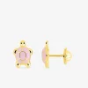 Boucles d'oreilles tortue laquées rose en or 375‰ SO OR