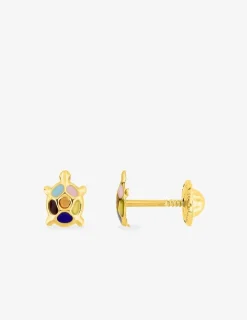 Boucles d'oreilles tortue or jaune 375‰ et laque SO OR