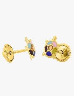 Boucles d'oreilles tortue or jaune 375‰ et laque SO OR