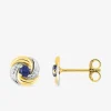 Boucles d'oreilles tourbillon bicolore or 750‰ et saphir SO OR