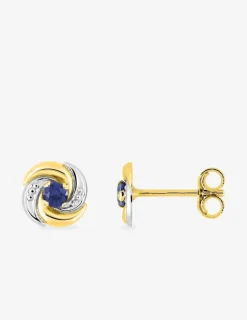 Boucles d'oreilles tourbillon bicolore or 750‰ et saphir SO OR