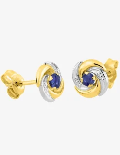 Boucles d'oreilles tourbillon bicolore or 750‰ et saphir SO OR